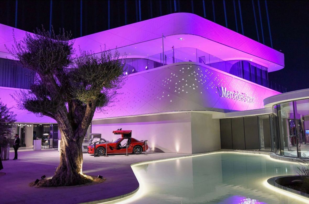 Mercedes Amg Showroom Dubai indoor lighting